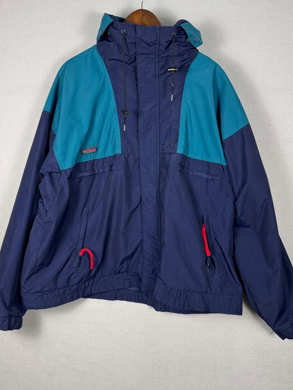 Vintage 90s Columbia Windbreaker Men's Teal Navy Hooded